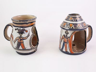 Due Lanterne da Tavolo in Terracotta Smaltata
