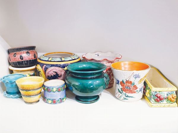 Lotto di portavasi in ceramica
