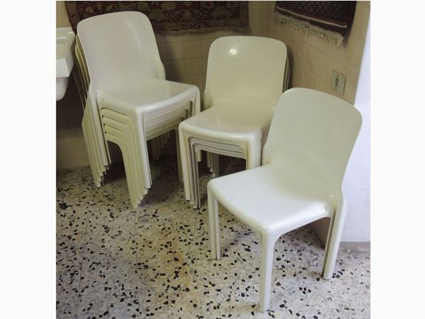 A set of eigth "Selene" chairs by Vico Magistretti