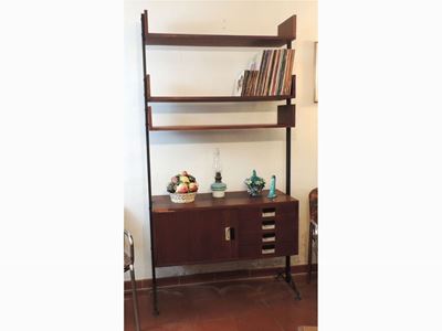 Libreria a Due Corpi Impiallacciata in Noce