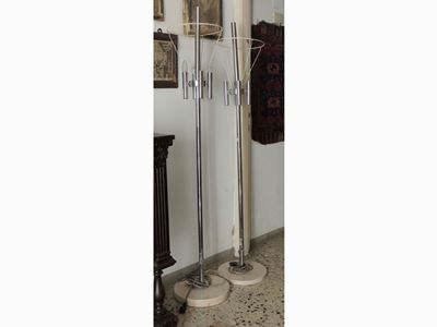Coppia di Piantane in Metallo Cromato