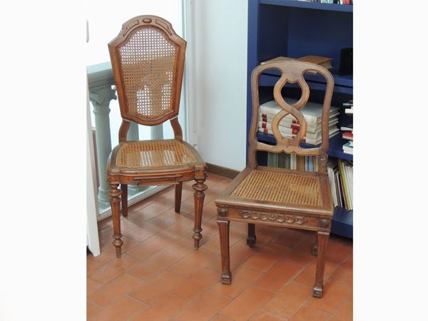 Two walnut and oak chairs