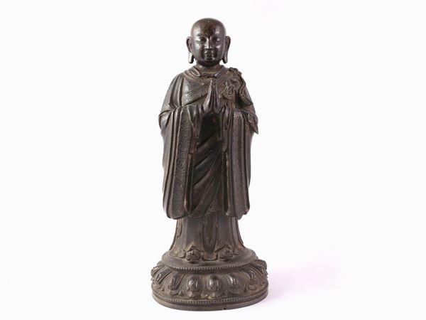 Antica figura di Buddha in bronzo