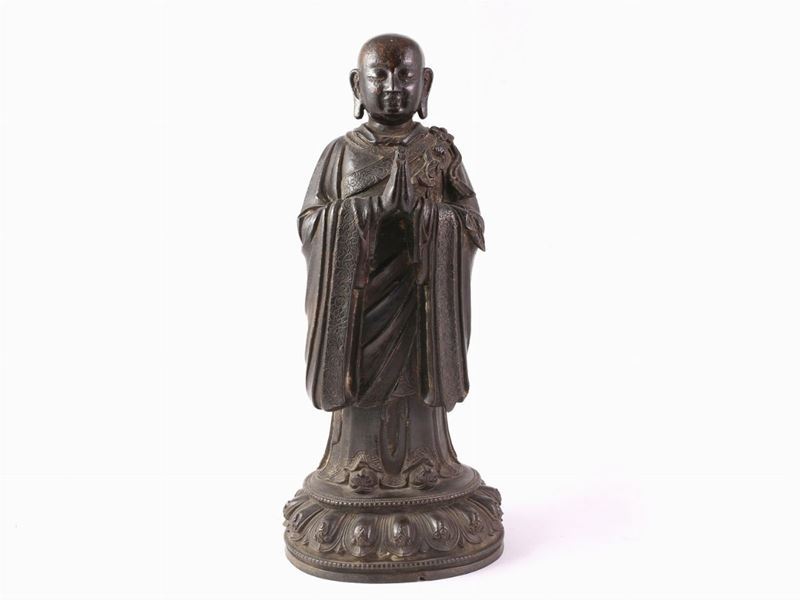 Antica Figura di Buddha in Bronzo