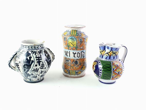 Three glazed terracotta vases