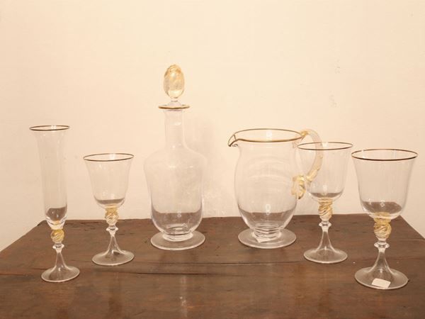 A Murano blown glass glasses service