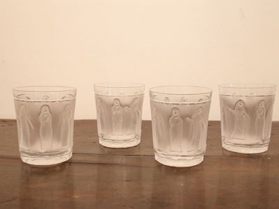 Serie di Quattro Vasetti "femme Antique" in Cristallo Lalique