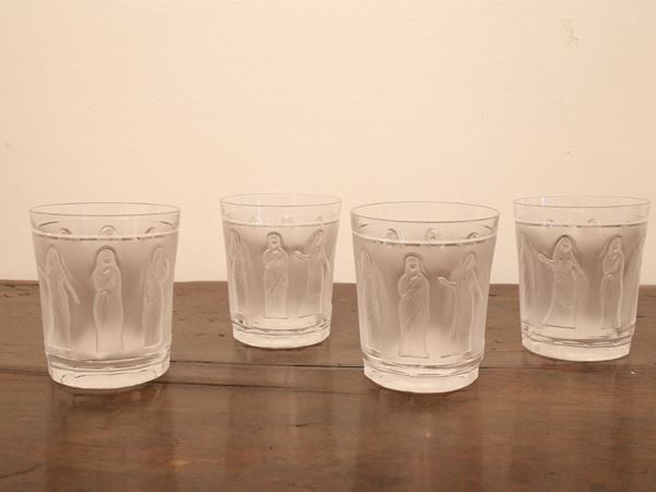 Serie di quattro vasetti "Femme Antique" in cristallo Lalique