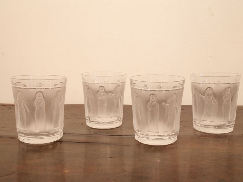 Serie di Quattro Vasetti "femme Antique" in Cristallo Lalique