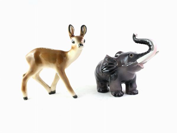 Two animalier ceramic groups