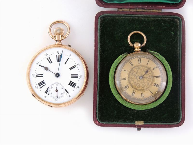 Due Orologi da Tasca Fernie & Cie e Senza Marca in Oro Giallo