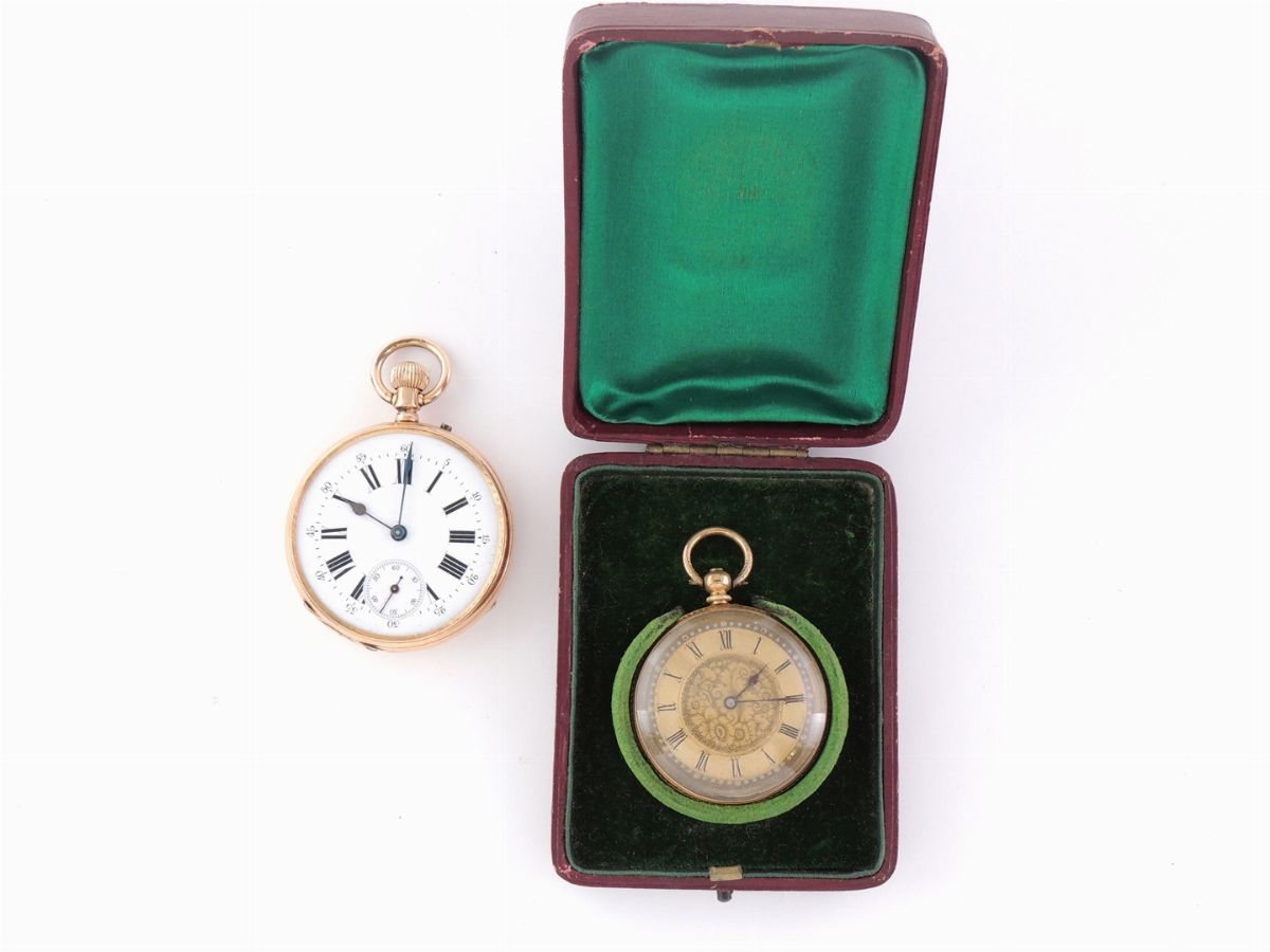 Due Orologi da Tasca Fernie & Cie e Senza Marca in Oro Giallo