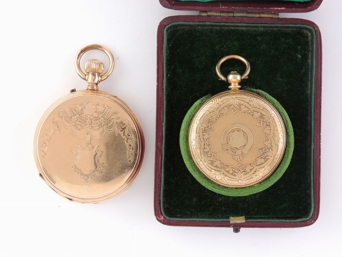 Due Orologi da Tasca Fernie & Cie e Senza Marca in Oro Giallo