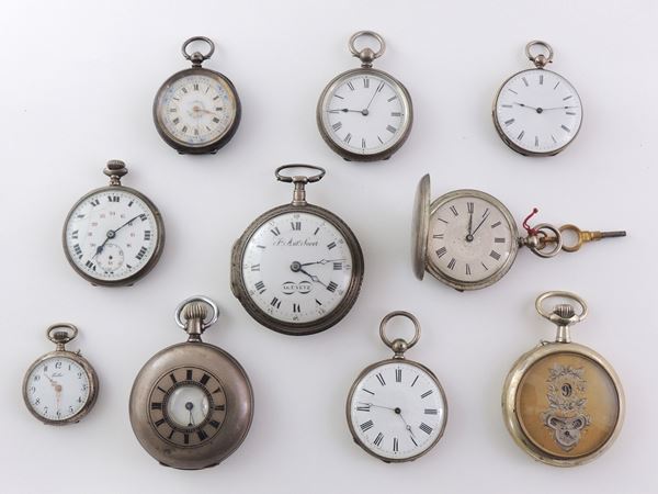 Dieci orologi da tasca Longines, Vacheron, Soret, Tisbe, Fermier e altre marche in varie leghe