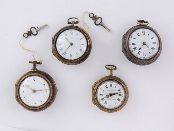 Quattro orologi da tasca in varie leghe