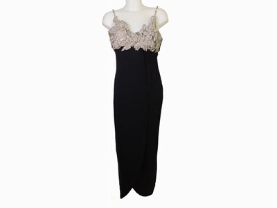 Abito da Sera in Seta Nera e Strass, Christian Dior Haute Couture