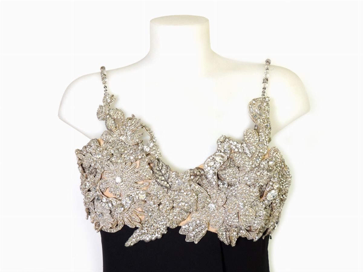 Abito da Sera in Seta Nera e Strass, Christian Dior Haute Couture
