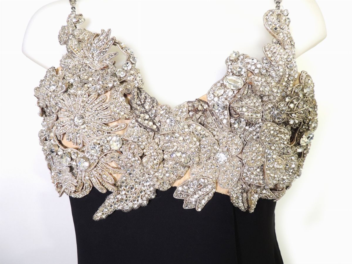 Abito da Sera in Seta Nera e Strass, Christian Dior Haute Couture