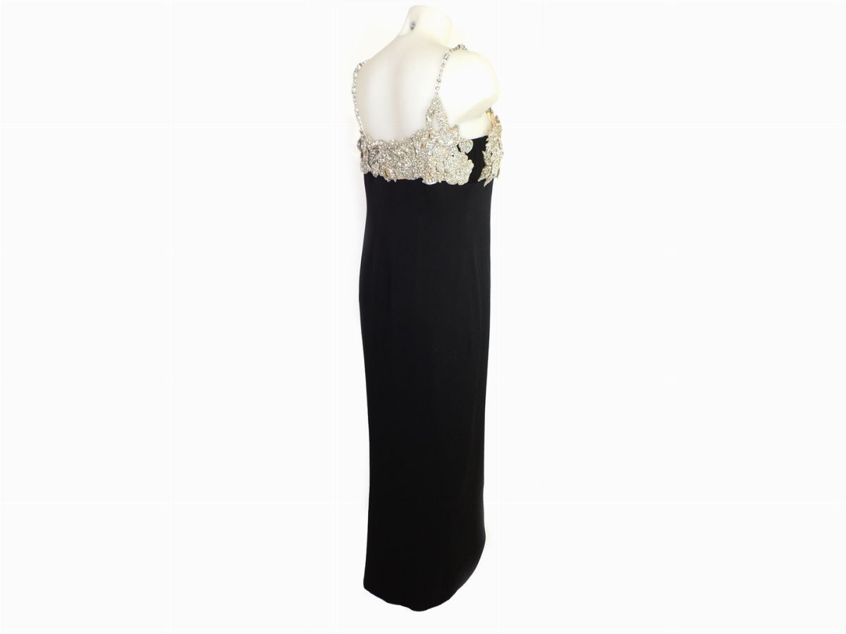 Abito da Sera in Seta Nera e Strass, Christian Dior Haute Couture