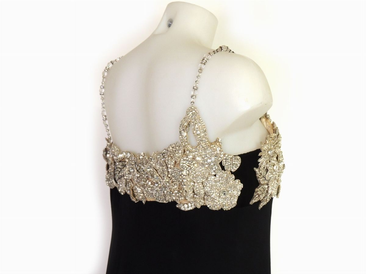Abito da Sera in Seta Nera e Strass, Christian Dior Haute Couture