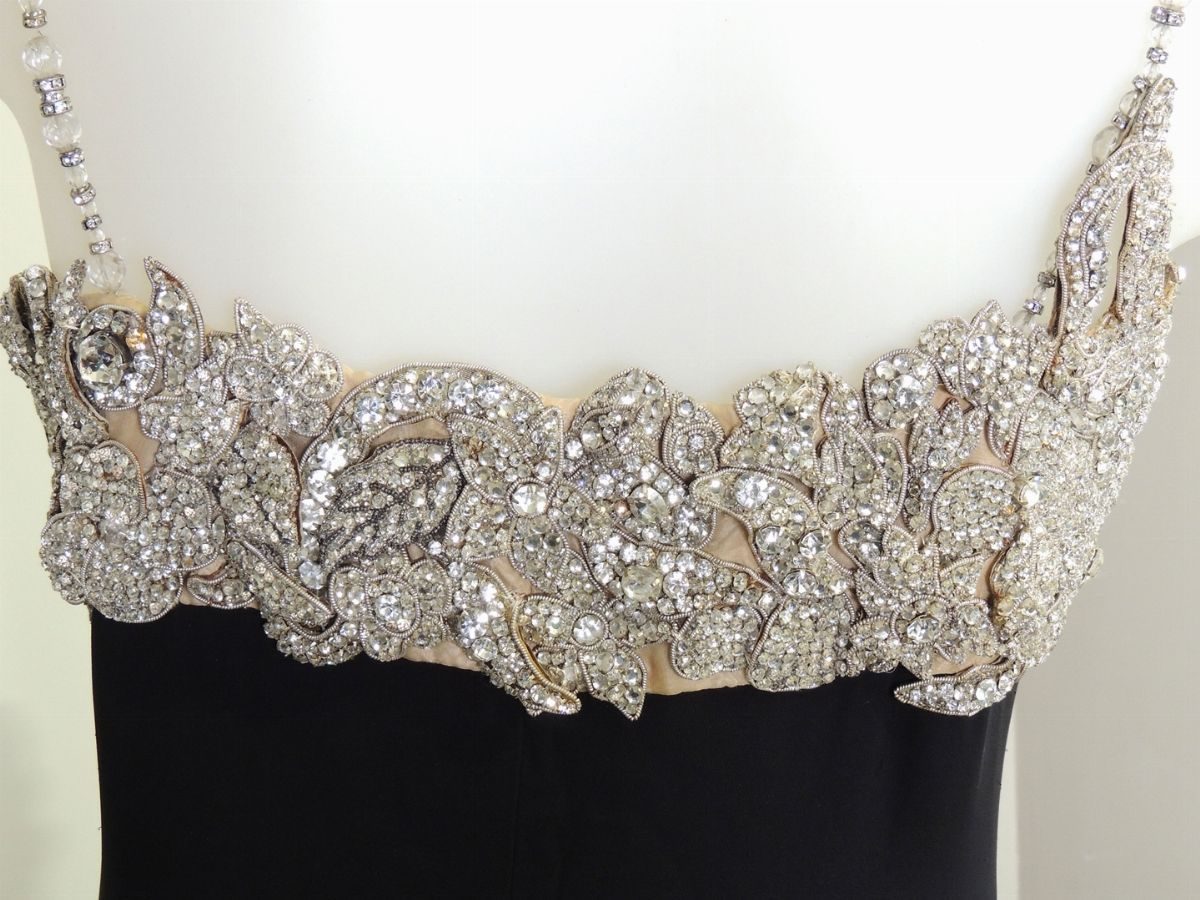 Abito da Sera in Seta Nera e Strass, Christian Dior Haute Couture