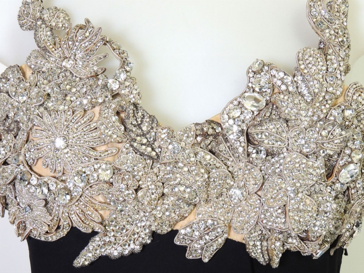Abito da Sera in Seta Nera e Strass, Christian Dior Haute Couture