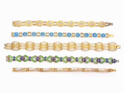 Nove Bracciali in Argento 800/1000 e Smalti Policromi