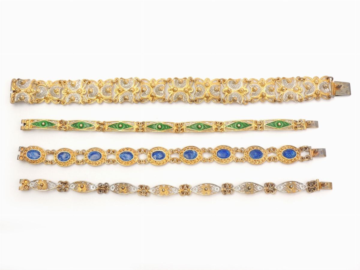 Nove Bracciali in Argento 800/1000 e Smalti Policromi