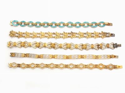 Nove Bracciali in Argento 800/1000 e Smalti Policromi