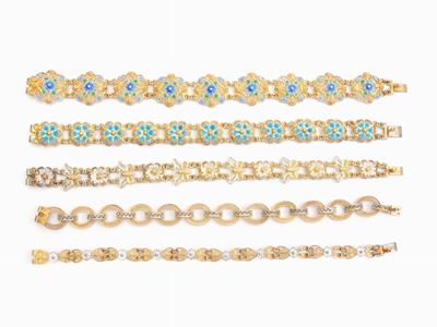 Nove Bracciali in Argento 800/1000 e Smalti Policromi