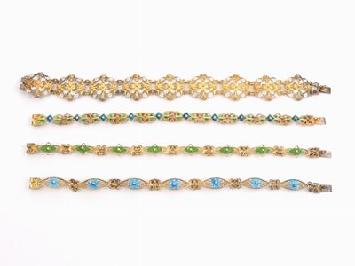 Nove Bracciali in Argento 800/1000 e Smalti Policromi