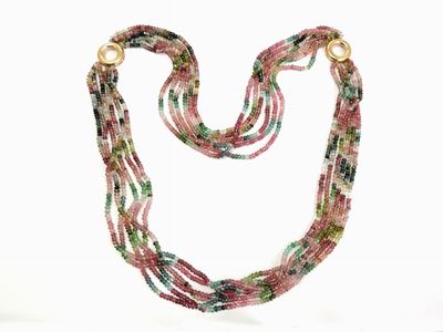 Collana in Oro Giallo e Tormaline Policrome