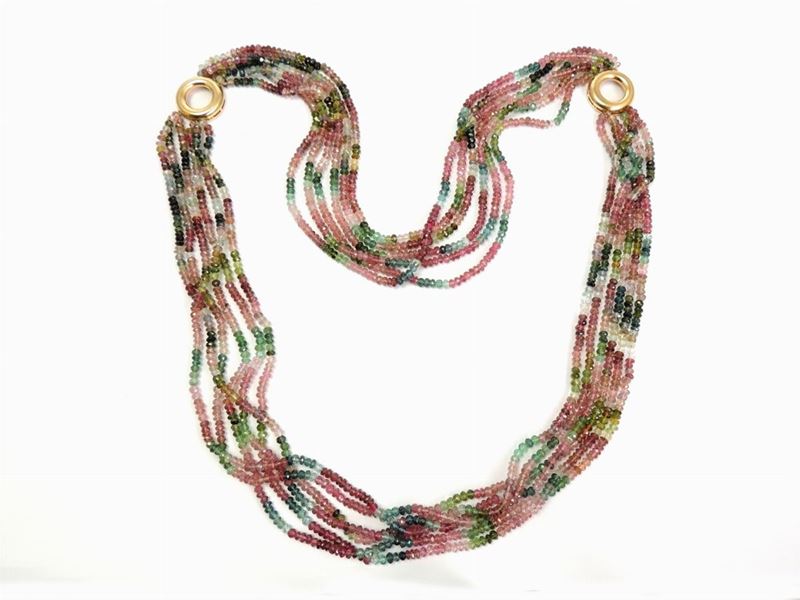 Collana in Oro Giallo e Tormaline Policrome