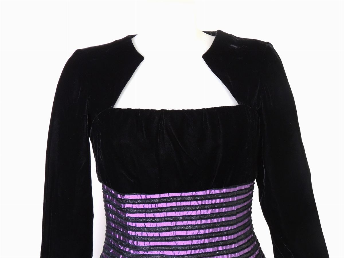 Abito in Seta e Velluto Nero, Christian Dior