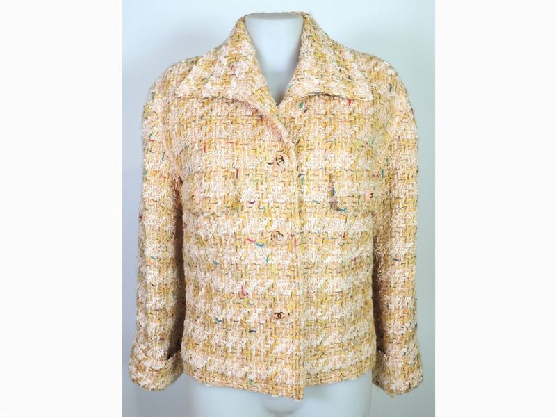 Giacca in Tweed Giallo e Arancione, Chanel Boutique