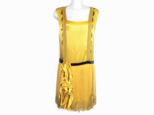 Golden silk mini dress, Philosophy Alberta Ferretti