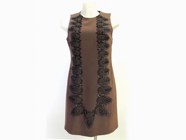 Brown viscose and beads dress