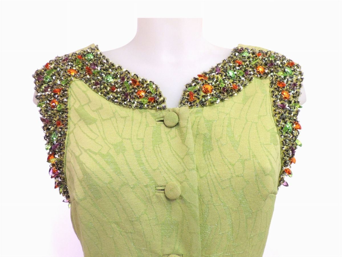 Abito Sartoriale in Cotone e Viscosa Verde Mela