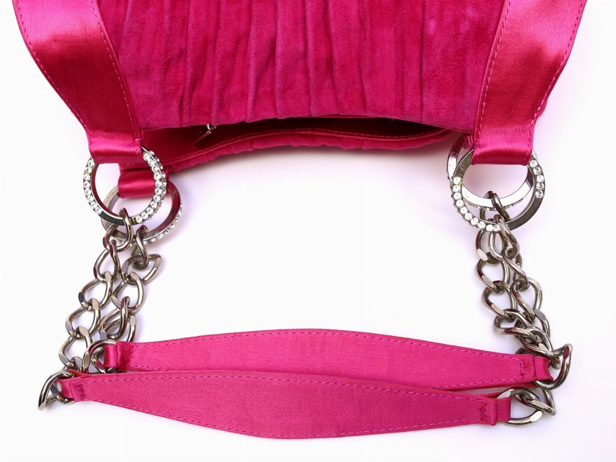 Borsa a Mano in Seta e Camoscio Fucsia, Rene Caovilla