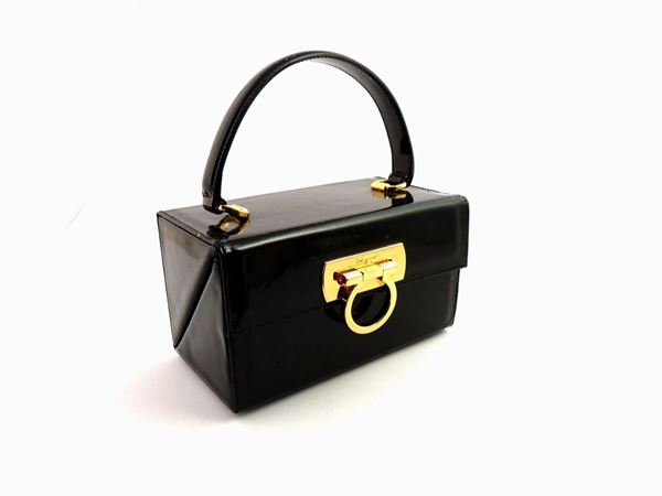 Shiny black leather boston bag, Salvatore Ferragamo