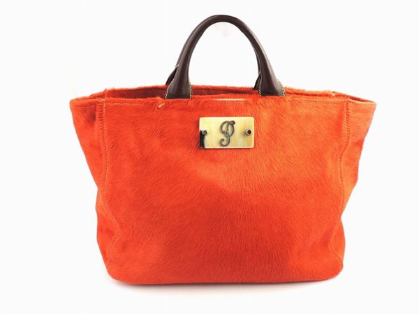 Orange calf hair leather handbag, Nicole de Rival