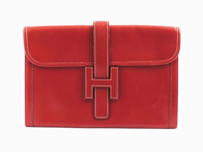 Pochette Jige in Pelle Rossa, Hermès