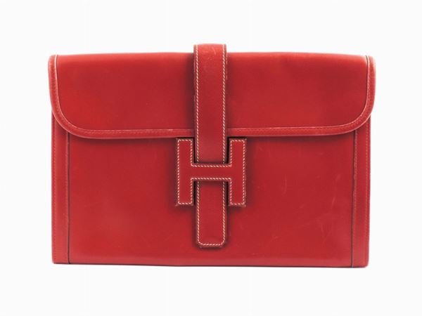 Red leather clutch Jige, Hermès