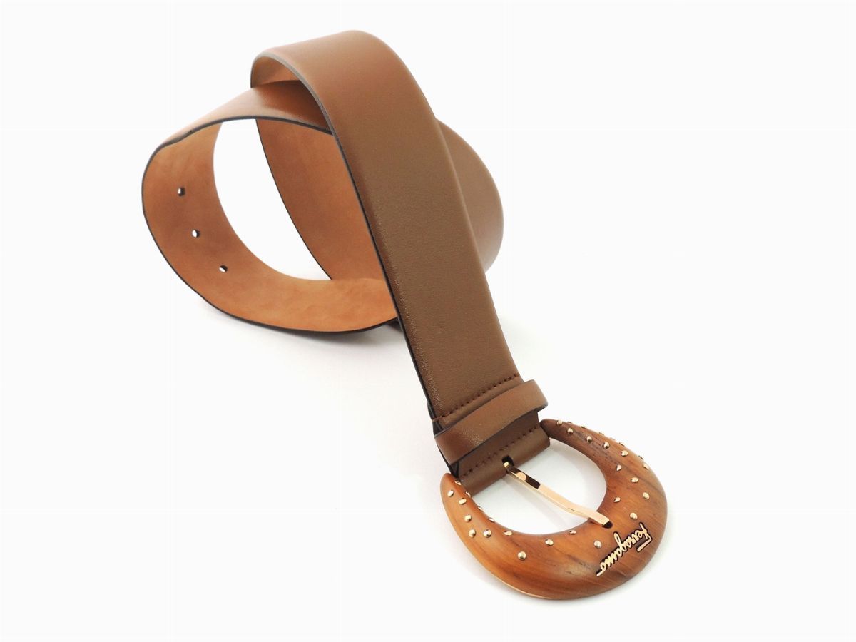 Cintura in Pelle Color Cuoio, Salvatore Ferragamo