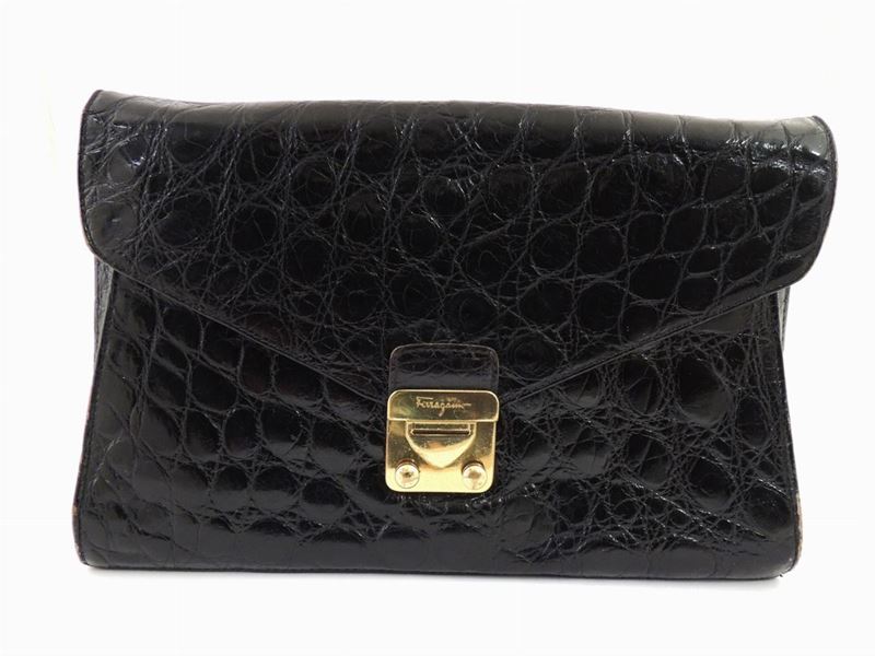 Borsa a Mano in Pelle Nera, Salvatore Ferragamo