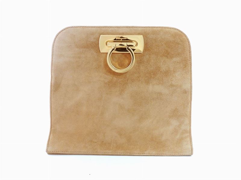 Borsa in Camoscio Beige, Salvatore Ferragamo