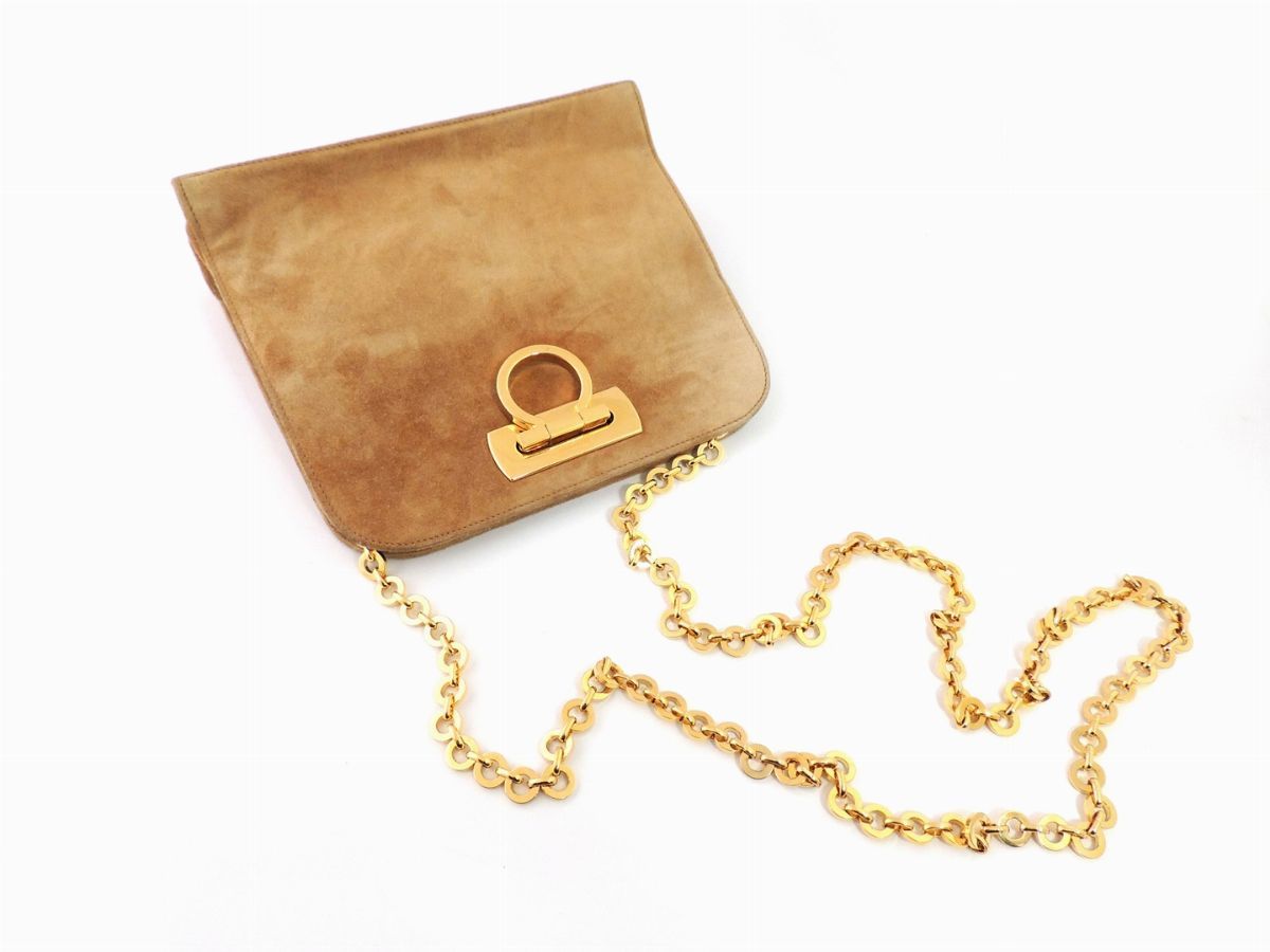 Borsa in Camoscio Beige, Salvatore Ferragamo