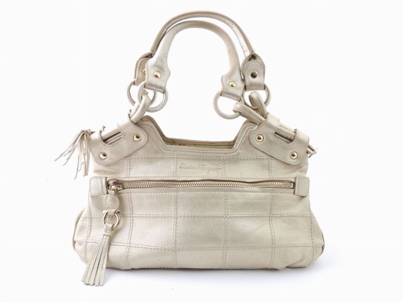 Borsa a Mano in Pelle Dorata, Salvatore Ferragamo