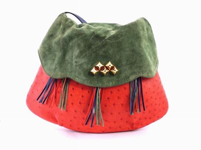 Borsa a Spalla in Pelle di Struzzo e Camoscio, Hermès