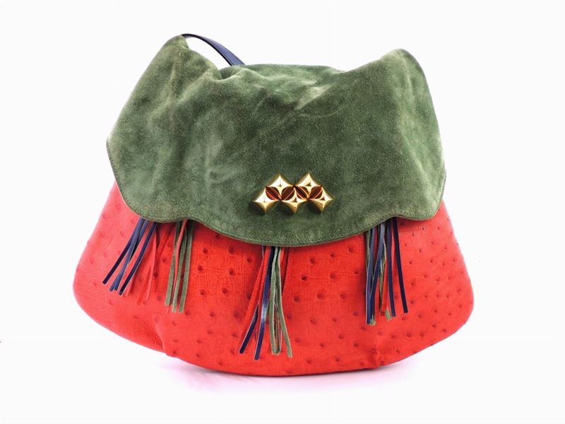 Borsa a Spalla in Pelle di Struzzo e Camoscio, Hermès